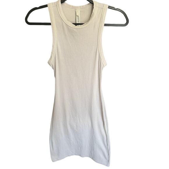 Skims Tank Mini Dress Ribbed Knit Sleeveless Scoop Neckline Beige Size Small - Picture 4 of 11